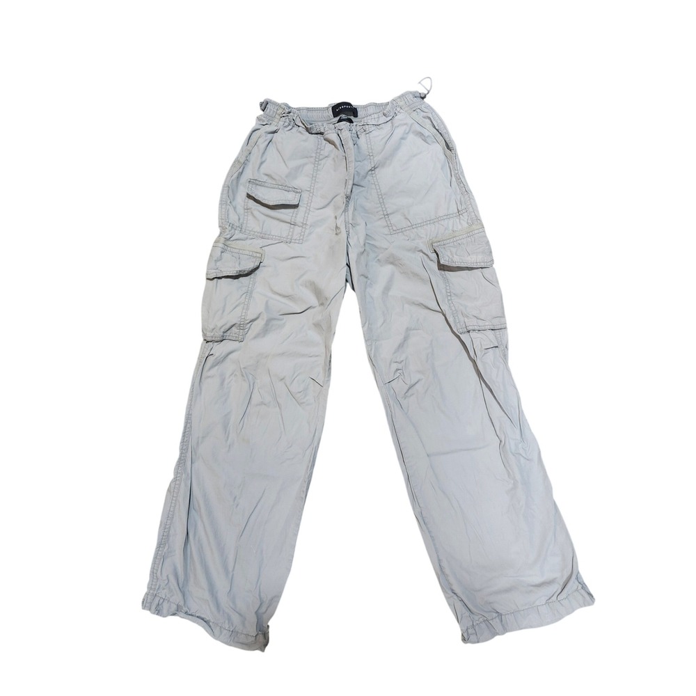Aeropostale Y2K Womens Gray Cotton Cargo Pants Wide Leg Toggle Waist Size Small